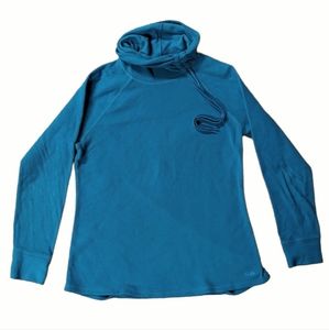 Women's Medium Champion Brand Teal/Turquoise Blue Fleece Pullover w/Cowl Neck